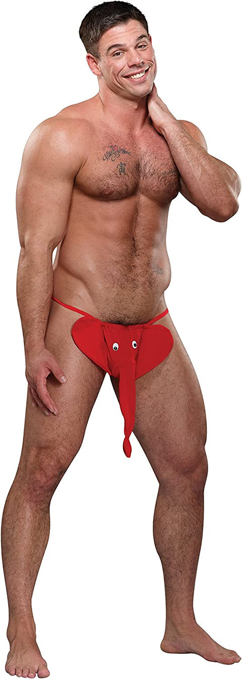 Male Power Elephant Squeaker G-String Red O/S
