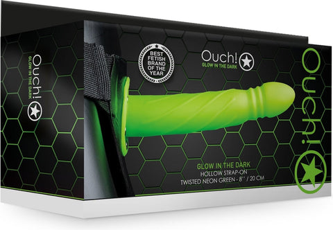 Ouch Twisted Hollow Strap 8" Glow N Dark