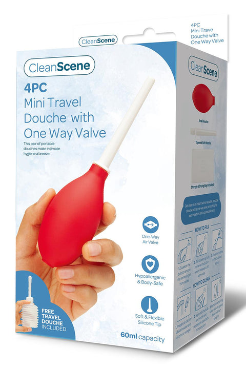 CleanScene 4 Piece Mini Travel Douche with One Way Valve