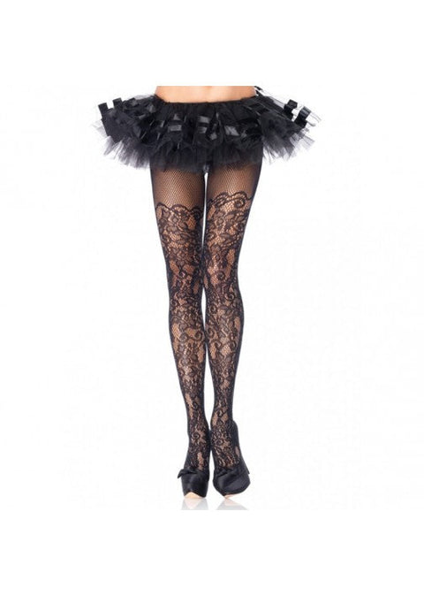 Leg Ave Floral Vine Pantyhose Black O/S - 9954