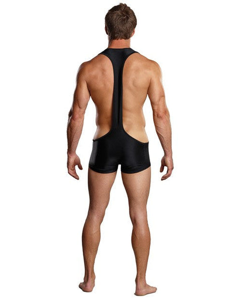 Male Power Nylon Spandex Sling Short Bodysuit Black S/M