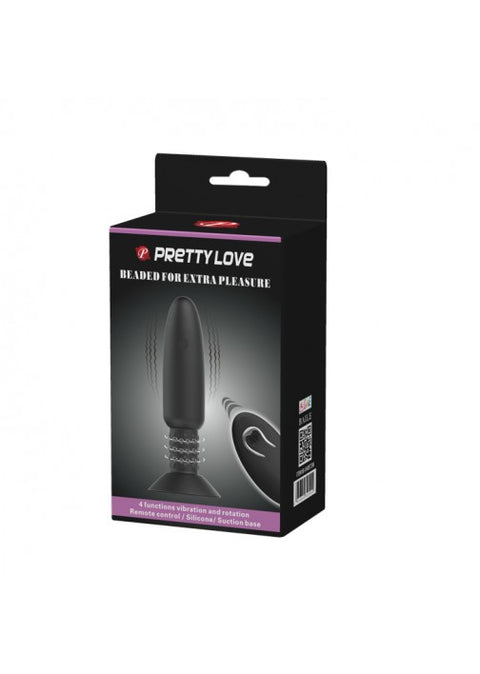 Pretty Love Beaded Rotating Plug Black w Remote Control