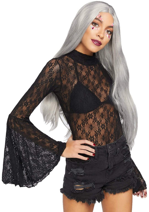 Leg Ave Lace Bell Sleeve Bodysuit 89208 O/S