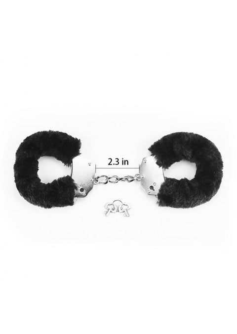 Lovetoy Fetish Pleasure Fluffy Hand Cuffs - Black