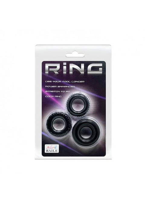 Pretty Love Ring Black 3 Pack