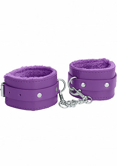 Ouch Plush Leather Ankle Cuffs Purple