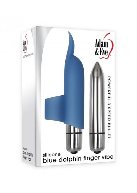 Adam & Eve Silicone Blue Dolphin Finger Vibe