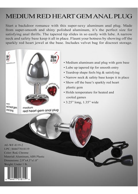 Adam & Eve Red Heart Anal Plug Medium