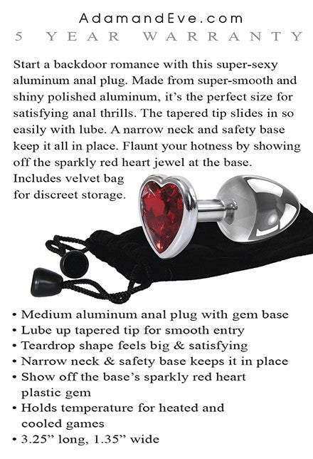 Adam & Eve Red Heart Anal Plug Medium