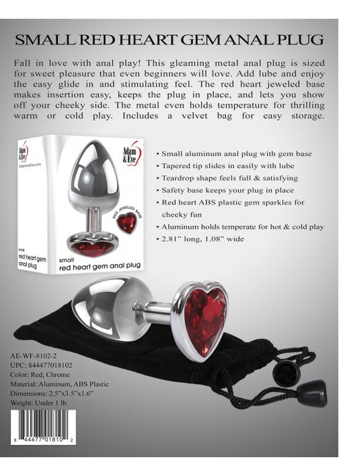 Adam & Eve Red Heart Anal Plug Small