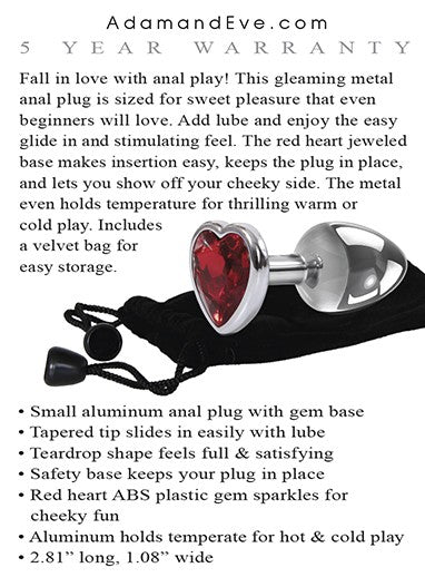 Adam & Eve Red Heart Anal Plug Small