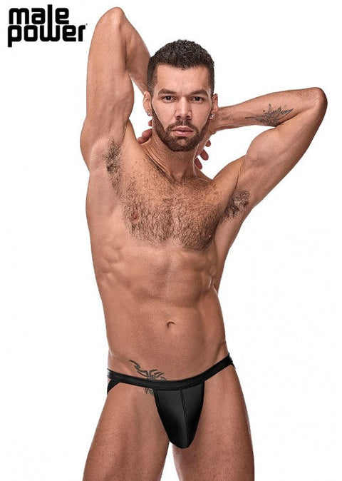 Male Power Black Matte Strappy Ring Jock Black S/M - 352261