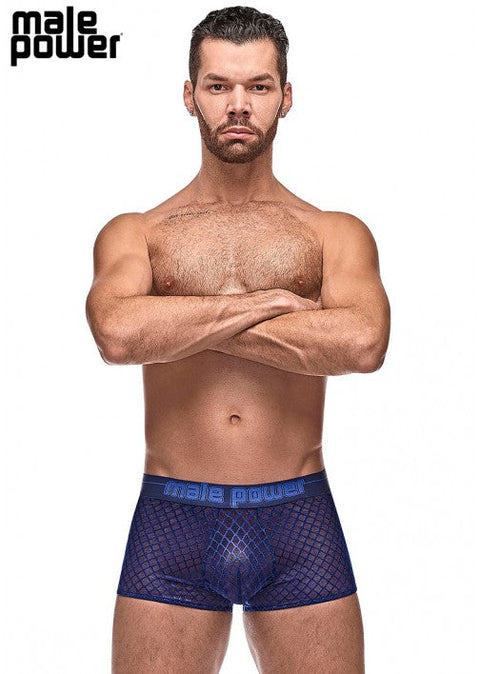 Male Power Diamond Mesh Mini Short Navy S - 145264