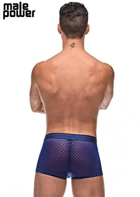 Male Power Diamond Mesh Mini Short Navy S - 145264