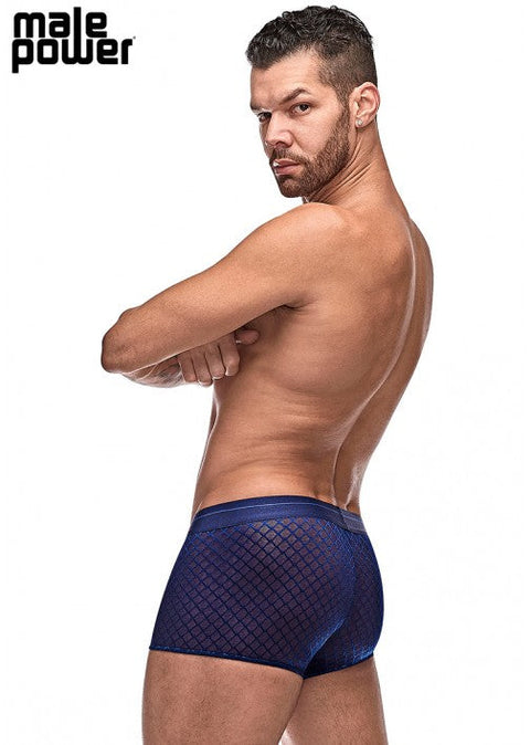 Male Power Diamond Mesh Mini Short Navy S - 145264