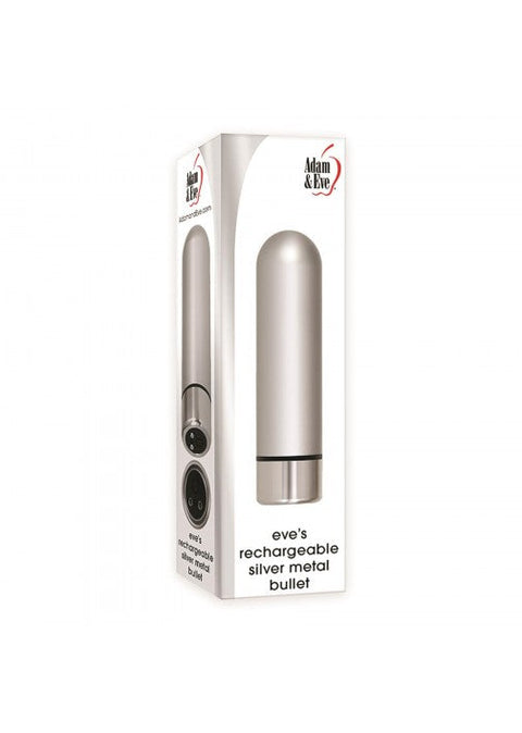 Adam & Eve Rechargeable Silver Metal Bullet