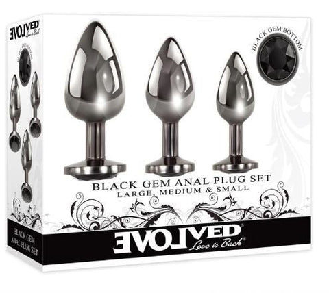 Evolved Black Gem Anal Plug Set 3pk