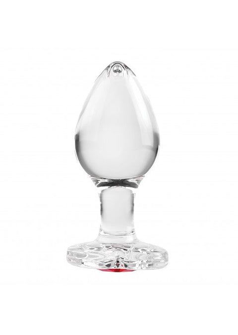 Adam & Eve Red Heart Gem Glass Anal Plug - Medium