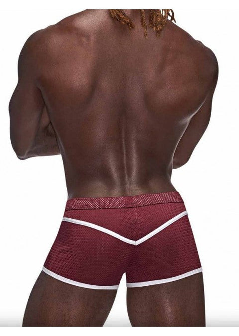 Male Power Sport Mesh Sport Mini Short Burgundy S - 142273