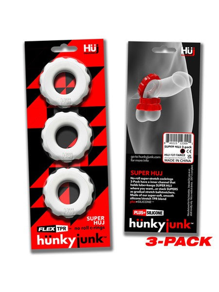 Hunkyjunk Super Huj No Roll C-Rings 3 Pack White