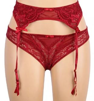 Oh Yeah Red Wine Panty/Garter P5194-2-XL