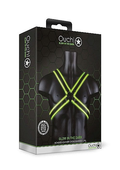 Ouch Glow In The Dark - Bonded Leather Cross Harness L/XL