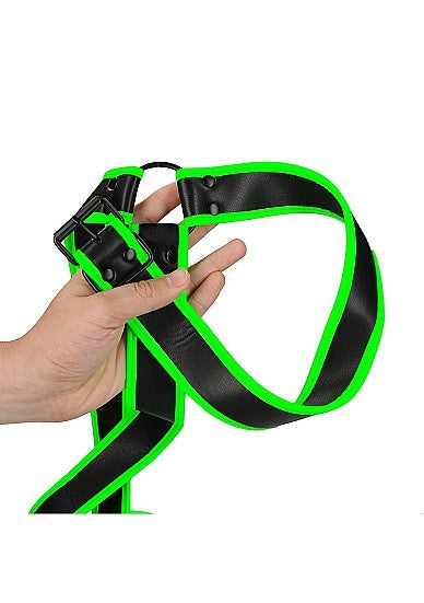 Ouch Glow In The Dark - Bonded Leather Gladiator Harness L/XL