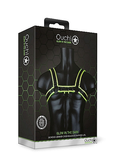 Ouch Glow in Dark C/Bulldog Harness L/XL