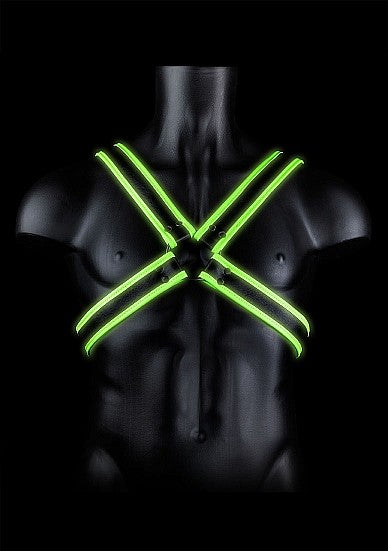 Ouch Glow In The Dark - Bonded Leather Cross Harness L/XL