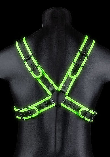 Ouch Glow In The Dark - Bonded Leather Cross Harness L/XL