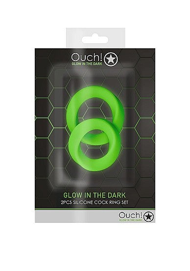 Ouch Glow In The Dark - 2pc Silicone Cock Ring Set