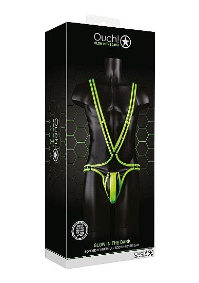 Ouch Glow In The Dark - Bonded Leather Full Body Harness S/M