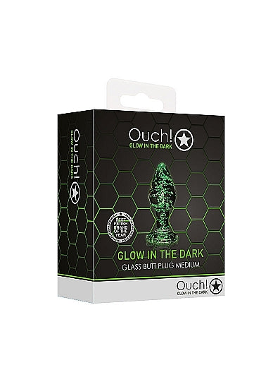 Ouch Glow in Dark Glass Butt Plug Medium