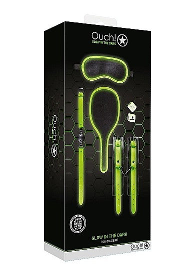 Ouch Glow In The Dark - Bonded Leather Bondage Kit