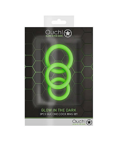 Ouch Glow in Dark 3pcs Cock Ring Set