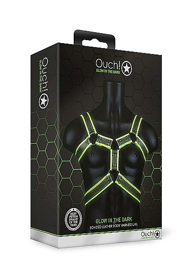 Ouch Glow In The Dark - Bonded Leather Body Harness L/XL