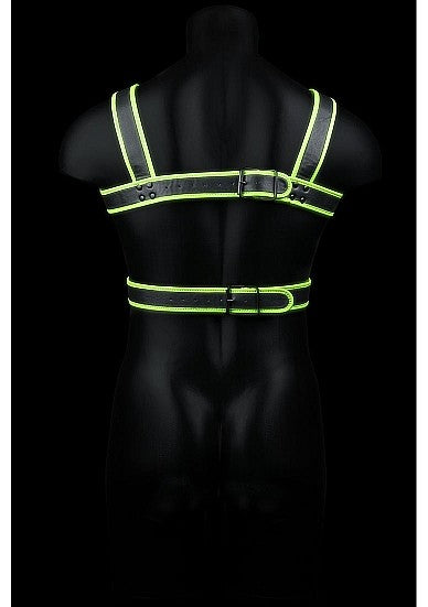 Ouch Glow In The Dark - Bonded Leather Body Harness S/M