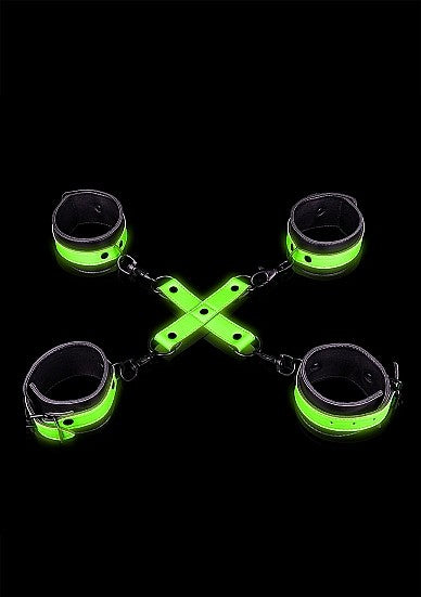 Ouch Glow In The Dark - Bonded Leather Hogtie Hand & Ankle Cuffs