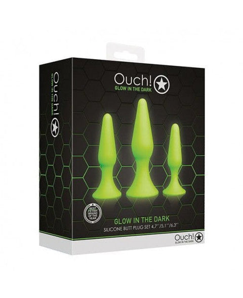 Ouch Glow In The Dark - Silicone But Plug Set 3pc