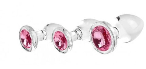 Adam & Eve Pink Gem Glass Plug Set