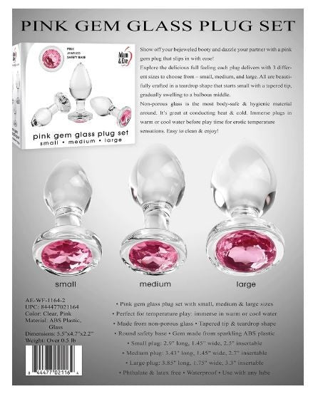 Adam & Eve Pink Gem Glass Plug Set