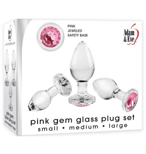 Adam & Eve Pink Gem Glass Plug Set