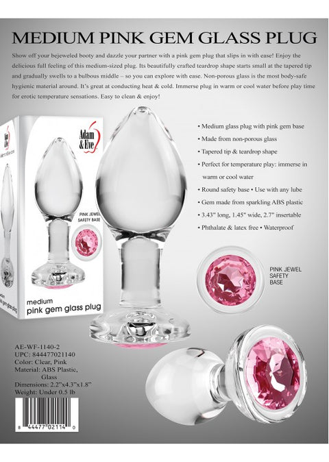 Adam & Eve Pink Gem Glass Medium