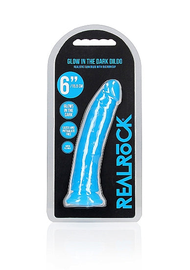 Realrock 6" Glow-N-Dark Dildo Blue