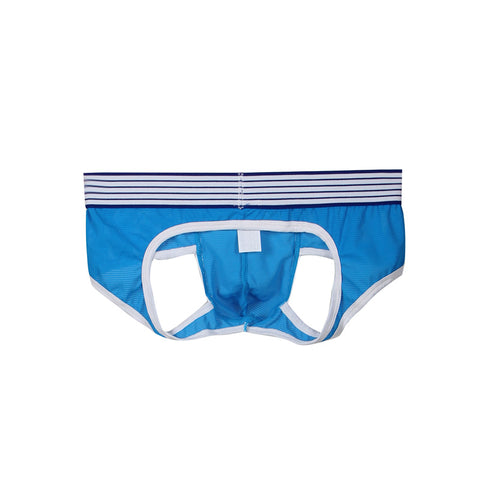 Male Power Stripped Jock Blue/White L M116-2