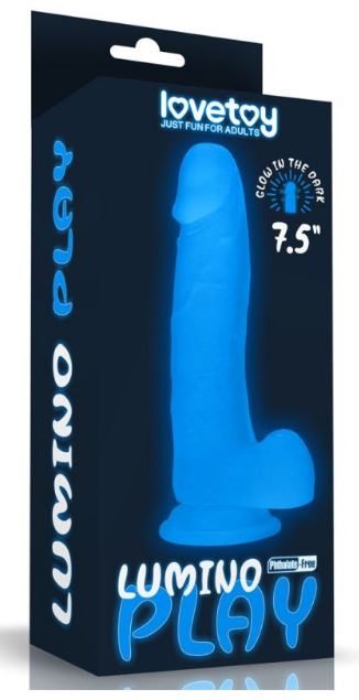 Lovetoy Lumino Play 7.5" Dong w Balls Blue