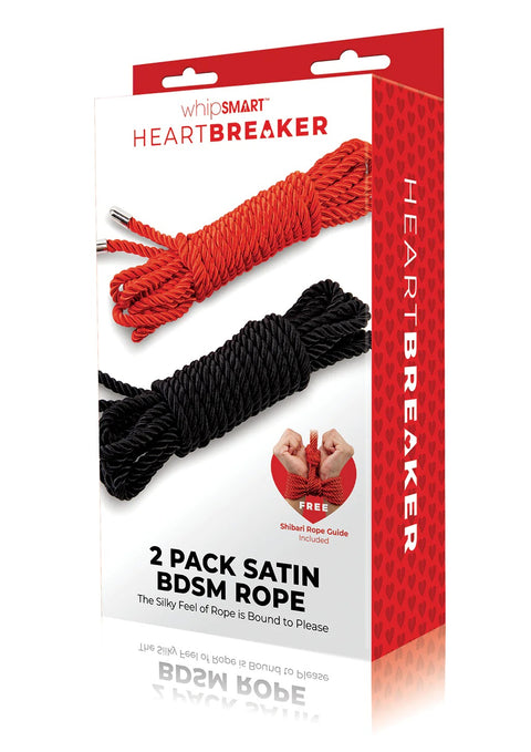 WhipSmart Heartbreaker Satin BDSM Rope Black/Red Set