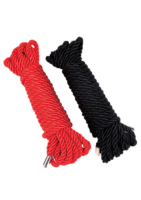 WhipSmart Heartbreaker Satin BDSM Rope Black/Red Set