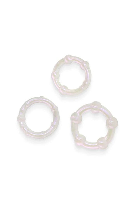 Fantasia Intensity Rings Pearl Pearlescent Beaded Set of 3 Sizes