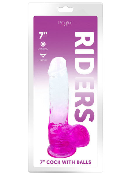 Playful Riders 7" Cock with Balls Pink